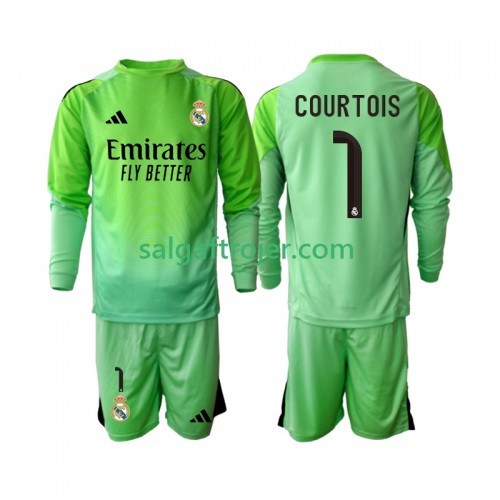 Real Madrid Thibaut Courtois 1 Fodboldtrøjer Børn Udebanesæt 2025/26 Langærmet Real Madrid Thibaut Courtois 1 Fodboldtrøjer Børn Udebanesæt 2025/26 Langærmet